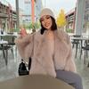 Autumn and winter imitation fox hair medium and long suit collar fur imitation fur jacket loose plush jacket