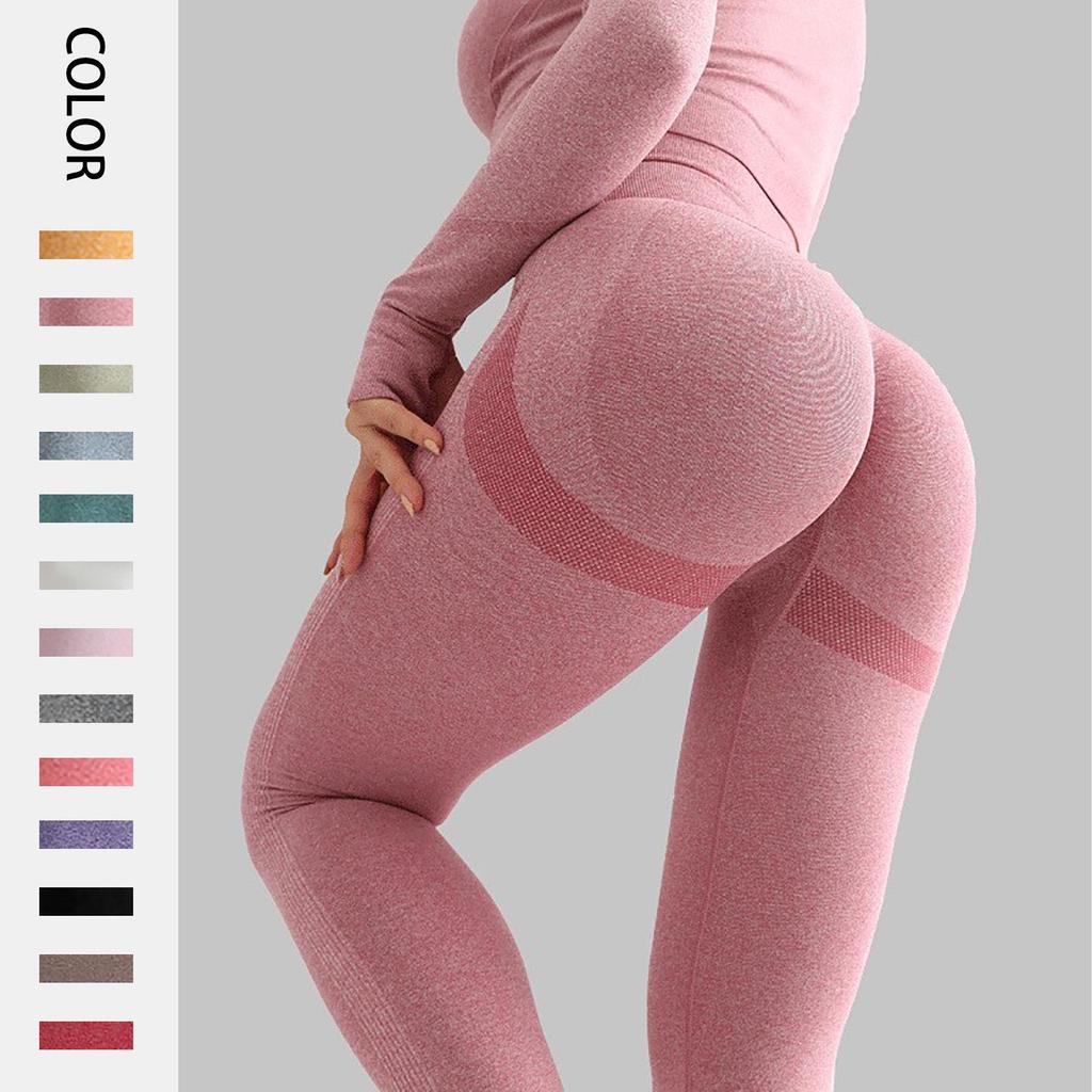 Peach Seamless High-Waist Butt-Lifting Yoga Leggings for Women
