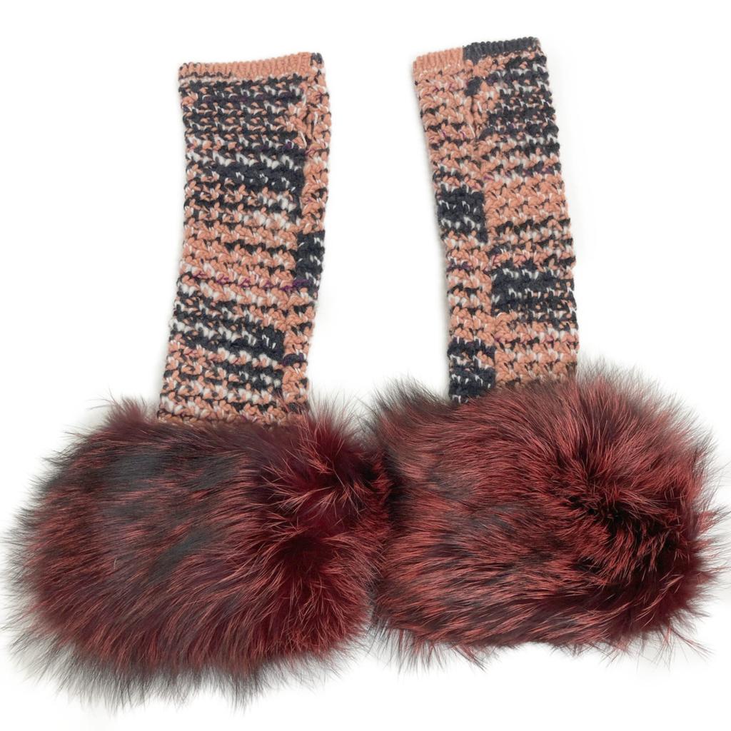 MISSONI [Good Condition] Fox fur x knit tube top with arm covers/ tops * There is no size description. Red seriesUsed