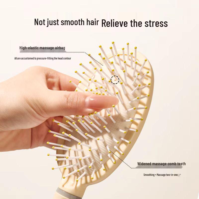 Cushion Brush 4-Piece Set: Smooth, Fluffy, and Curved Hair Styling Comb for Women - Dry/Wet Use with Massage Airbag