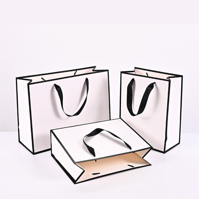 Bolsas Tote com Borda Dourada Sacos de Papel com Alça Artesanato DIY Caixas de Presente para Roupas Sacos com Borda Preta Sacos para Presente de Aniversário, Natal, Casamento e Madrinha