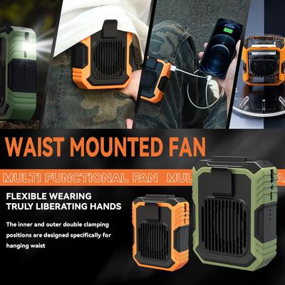 Ventilador de Cintura, Ventilador de Clipe, Ventilador de Cinto Ventilador Portátil Com Bateria de 4000mAh Fonte de Alimentação Móvel Vento Forte 3 Ajustes de Velocidade Recarregável Vestível Ventilador Pessoal W
