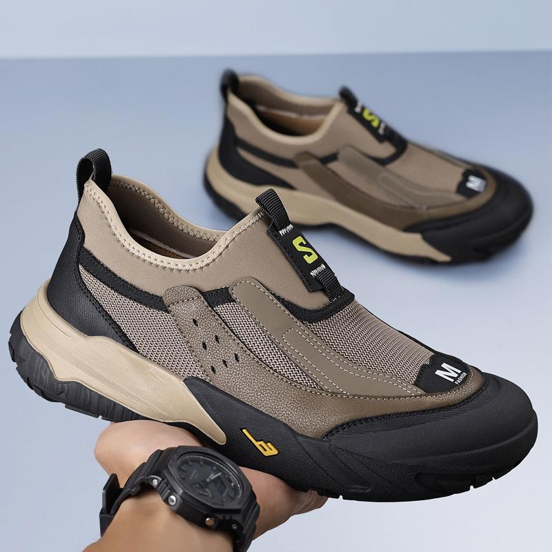 

Spring and Autumn new one-pedal casual shoes, light and breathable comfortable shoes, men s soft-soled non-slip outdoor sports shoes 44 хакі