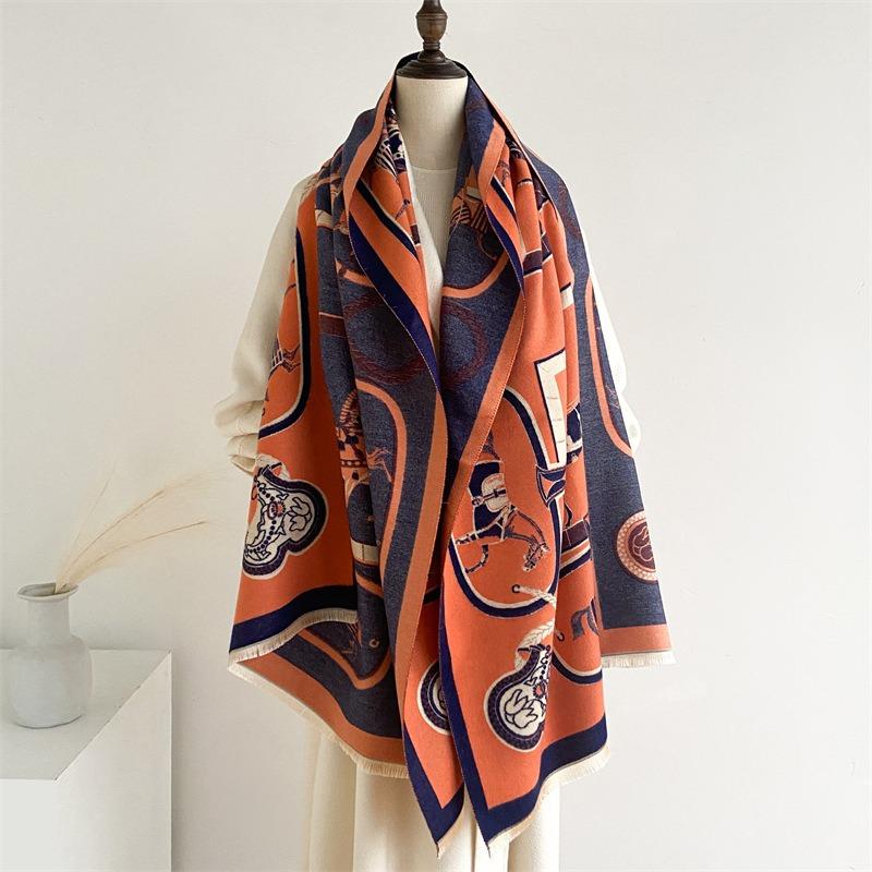 Autumn and winter new carriage scarf femininity versatile scarf double-sided imitation cashmere high-end warm shawl long scarf