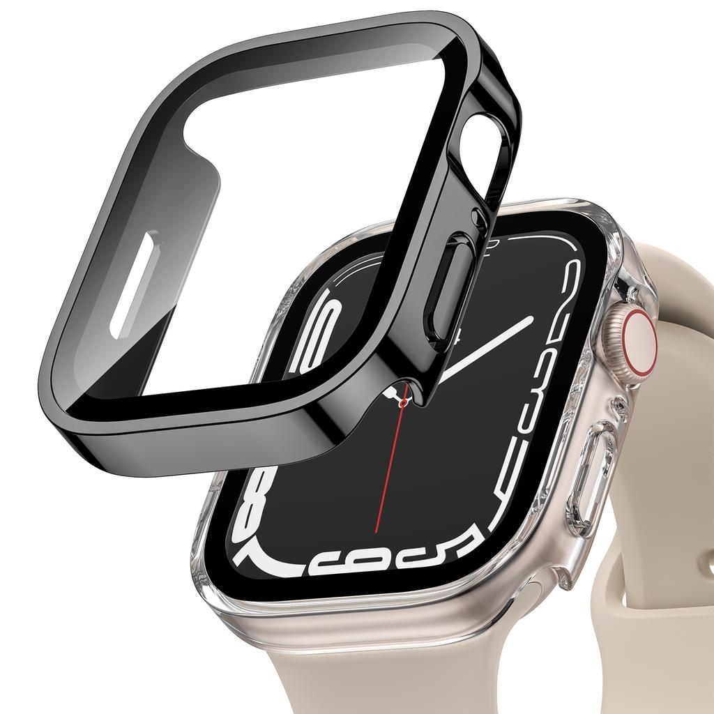 2PCS Waterproof Case for Watch 7 8 9 45mm 41mm-44-40mm Bumper Screen Protector 2 PACK Edge Cover iWatch 5 SE 6 Accessories