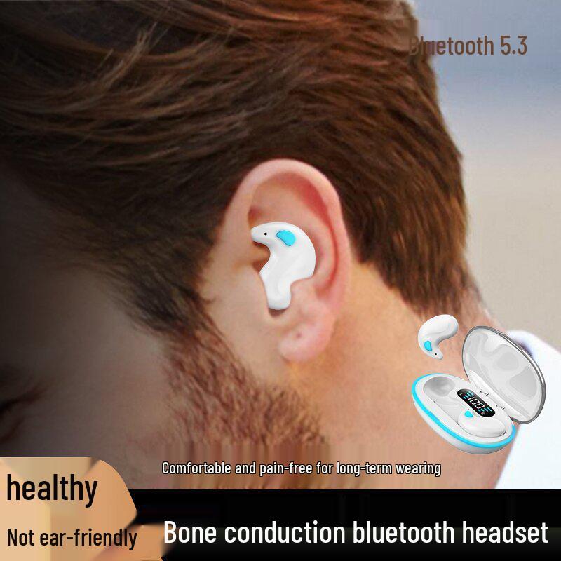 X55 Bone Conduction Sleep Earphones - Mini Noise Cancelling, Digital Display, Long Battery Life, Macaron Bluetooth