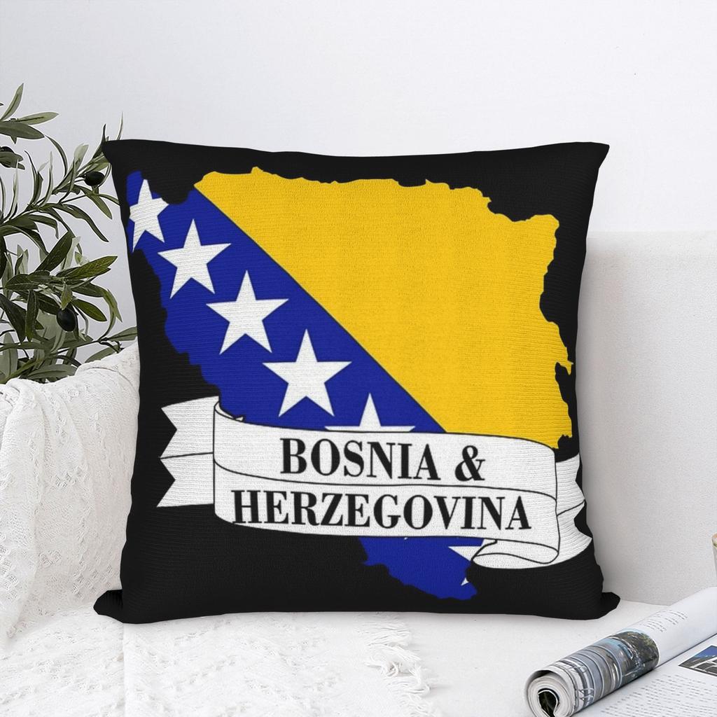 Bosnia and Herzegovina Flag Pillowcase Accessories Printed Cushion Cover Decoration Throw Pillow Case Cover Home Multiple Sizes