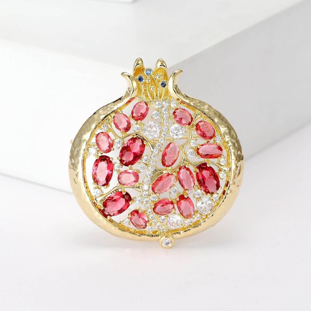 Fashion Fashion Pomegranate Zircon Brooch Elegant Premium Rhinestone Pin Ladies Dress Accessories Corsage Gift