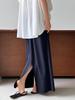 LUXI Korean-Style A-line High Waist Drawstring Maxi Skirt, Summer Casual 2673