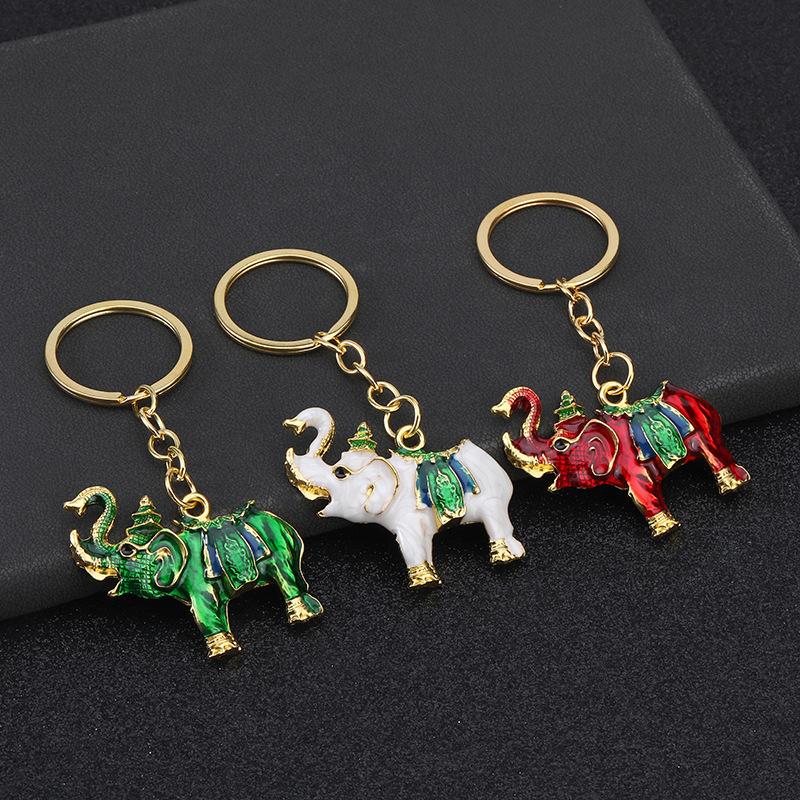 Elephant Keychain Vintage Creative Colorful Animal Pendant for Car Bag Decoration Cute Girls Accessory