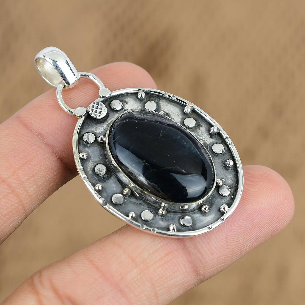 Womens Day Deal 925 Sterling Silver Blue Tiger Eye Gemstone Wife Pendant Jewelry