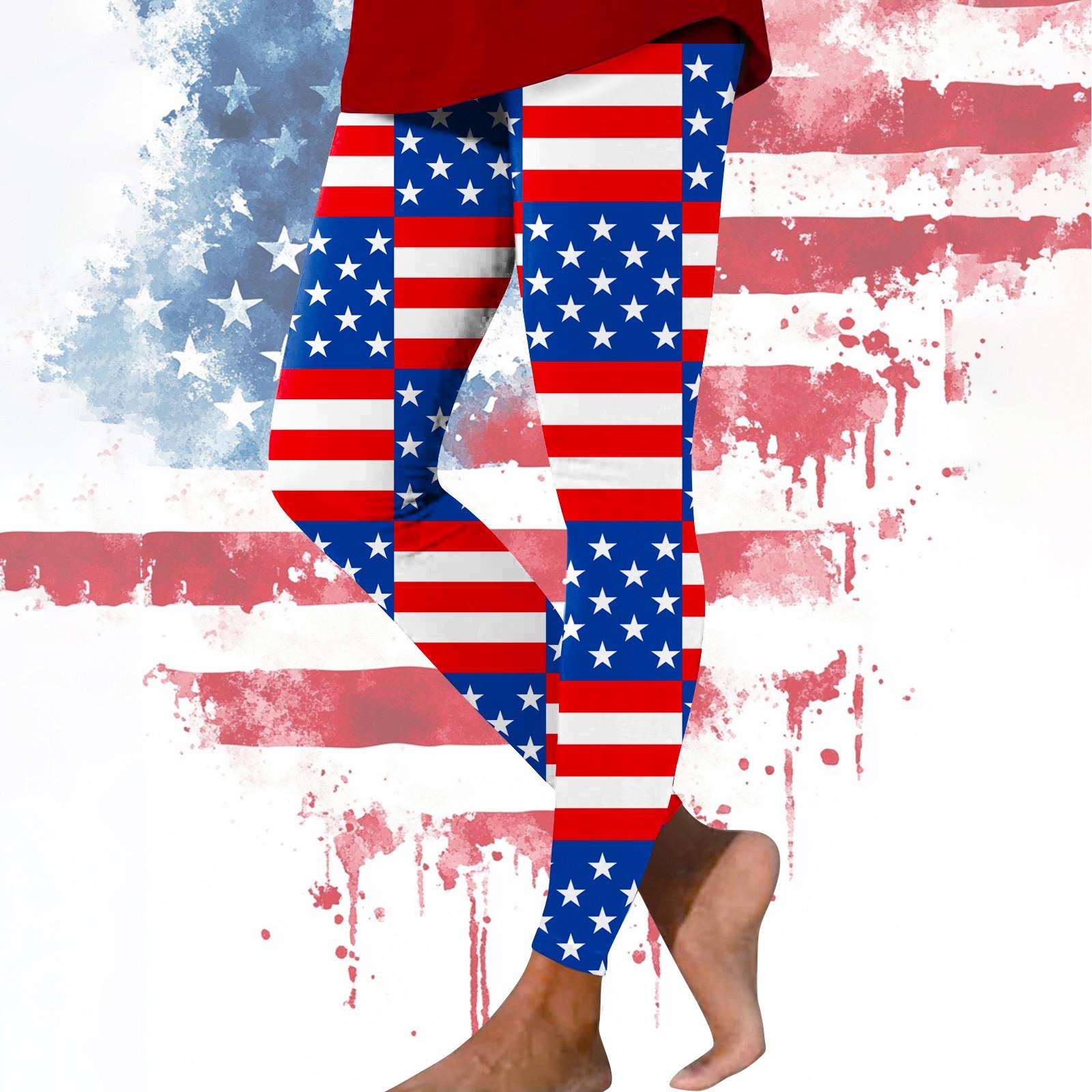 

Женские повседневные модные уличные брюки с принтом «День независимости» узкие эластичные укороченные брюки для йоги XXL