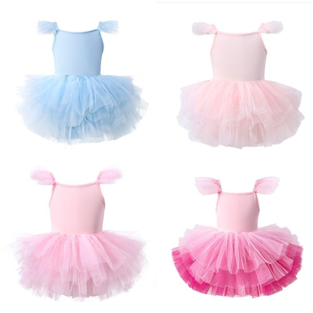 Puffy Baby Girl Ballet Skirt Short Sleeve Party Dance Dress Ballet TuTu Dress Gymnastic