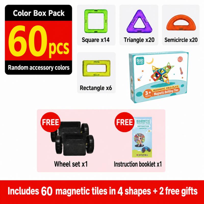 Magnetic Building Blocks Set ABS Kids Magnetic Tiles STEM Construction Toy Educational Building Kit Creative Play Boys Girls Home Learning