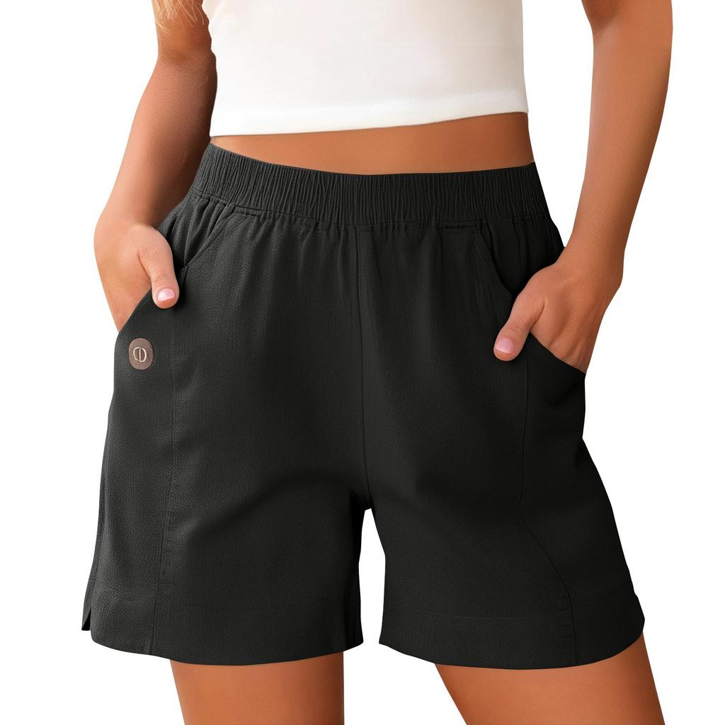 Damesshorts Hoge taille Trekkoord Knielange shorts Elastische comfortabele shorts met zakken