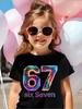 Kids Number 67 Graphic TShirt Soft Cotton Crew Neck Cool Fire Ice  Cyberpunk Style for Boys  Girlstk0065
