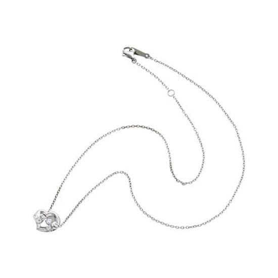 Hello Kitty Dancing Stone Necklace 40cm Sanrio Characters Silver 925 Surgical Stainless Steel Cubic Zirconia Heart Apple Swinging Anniversary Birthday