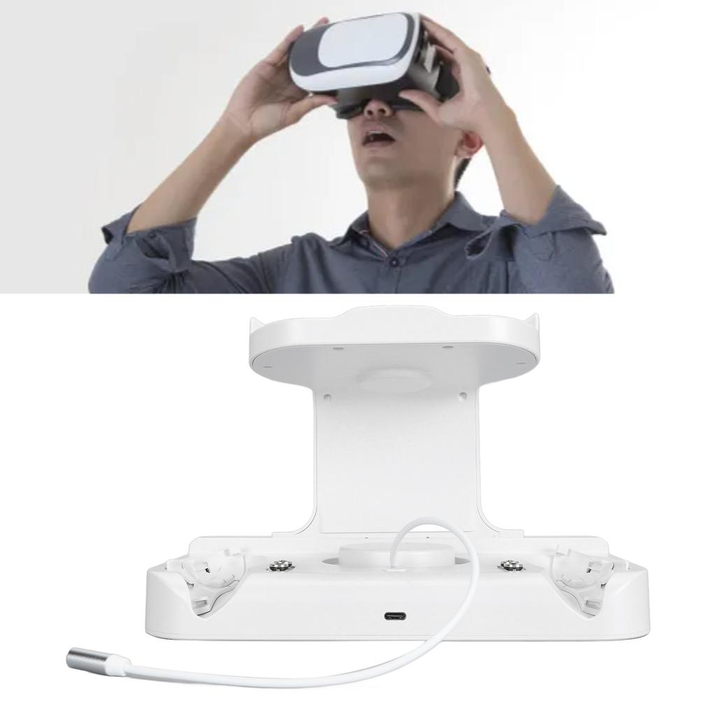 VR Charging Station USB C Fast Charging Multiple Prevention with 2 Rechargble Batteries VR Hdset Controller Charging Dock for   3