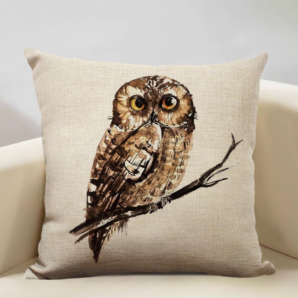 Lovely Animal Owl Cushion Cover 45x45cm Linen Pillow Case Sofa Pillowcase Suitable for All Kinds of Occasions Bar Decoration