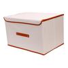 Fabric Storage Bin With Lid Foldable Oxford Fabric Water Proof Coating Spacious Stackable Fabric Storage Bin Beige