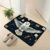 VIKAMA Magic Snowy Owl & Letter Doormat, Non-Slip Washable Wizardry Carpet, Starry Night Owl Print Floor Mat for Entryway Decor