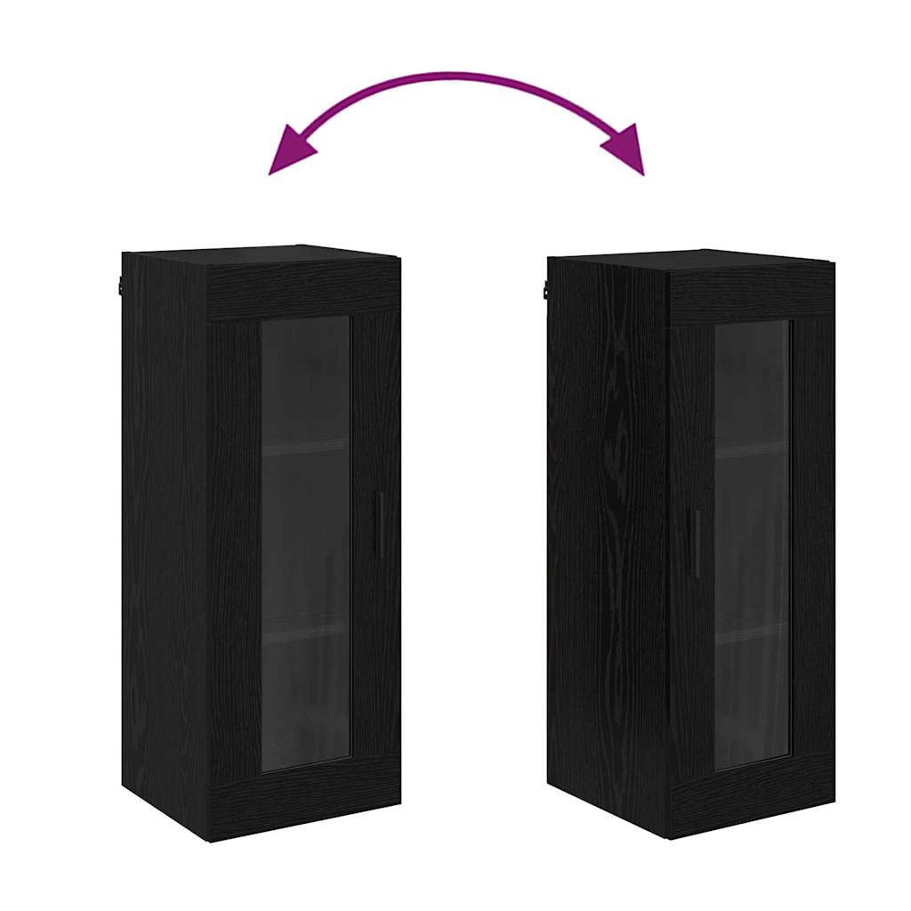Wall Mounted Cabinet in Black Oak Effect 34.5 x 34 x 90 cm
