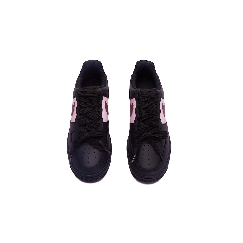 Nike Air Force 1 Slip Resistant Abrasion Resistant Low top Skateboard Shoes Women's Black Pink DD8959-001(Team15-)