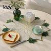 Christmas Table Placemats for Dining Floral Leaf Placemat Table, Decorative Polyester Fabric Round Mats Home with Festive Leaves Design Party