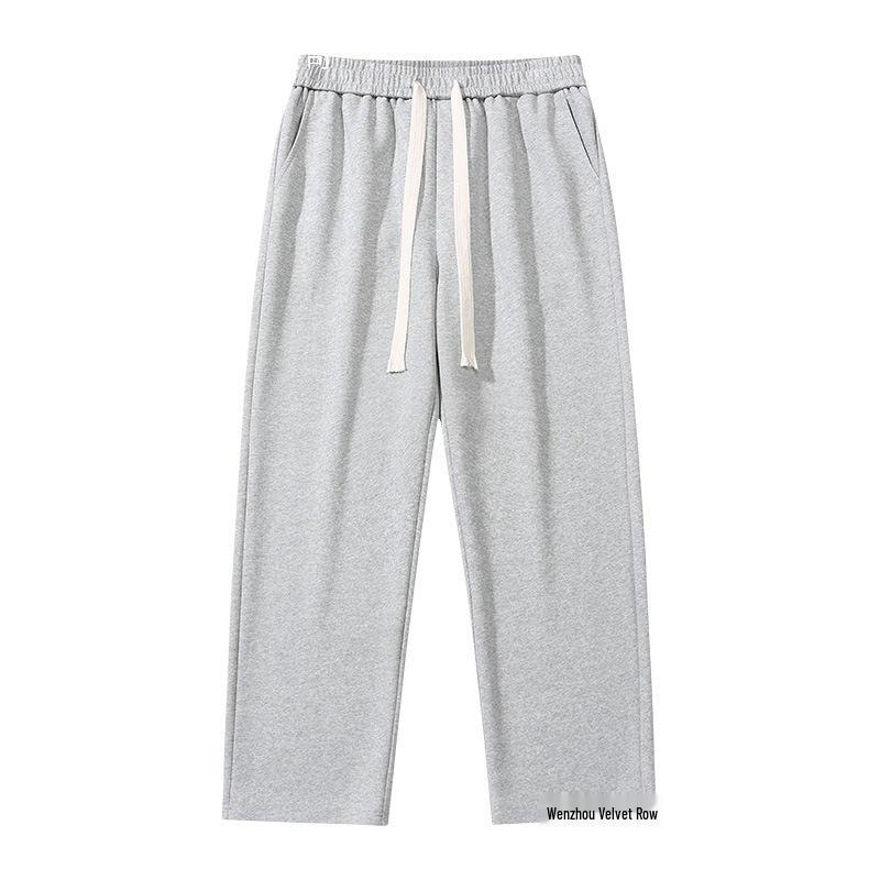 Men's Fleece-Lined Wide-Leg Casual Sweatpants for Autumn and Winter