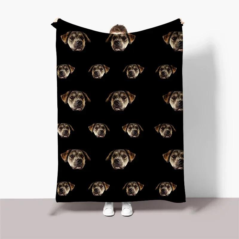 Fun Black Background Photo Face with Picture Blanket,Birthday Souvenir Gifts Throw Blanket for Men Women