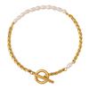18K Gold Freshwater Pearl OT Buckle Hip Hop Bracelet
