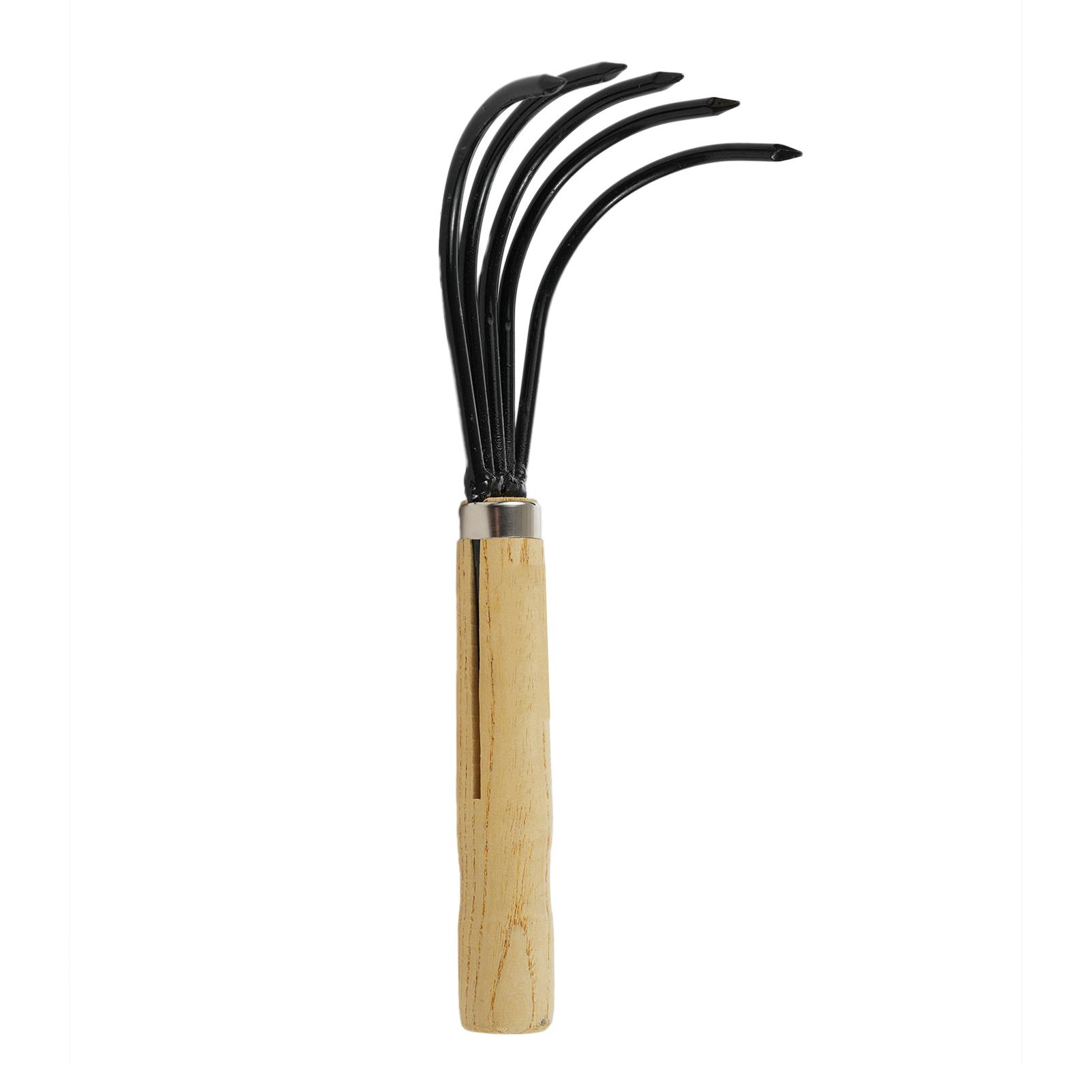 

5 Claw Rake Hand Cultivator with Short Wooden Handle, Bendproof Garden Hand Rake Tool, Great for Loosening or Weeding Type B