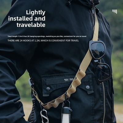 24 Holes Campsite Lanyard Portable Travel Clothes Hanging Strap Backpacking Camping Clothesline Storage Strap