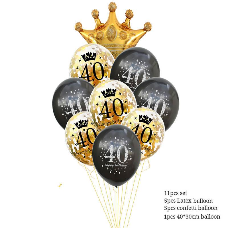 Black Gold 30 40 50 60 Years Birthday Party Confetti Balloon 30th 50th Birthday Party Decorations Adult Party Ballon Air Globos