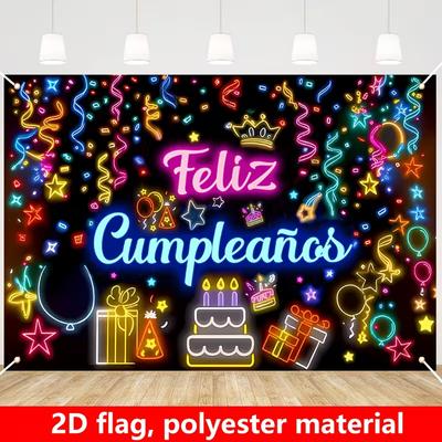 2D Feliz Cumpleaños Backdrop Photography Background