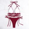 Vintage Small Boobs Sexy Hot Girl Three-point Tethered Bikini2026 Swimsuit