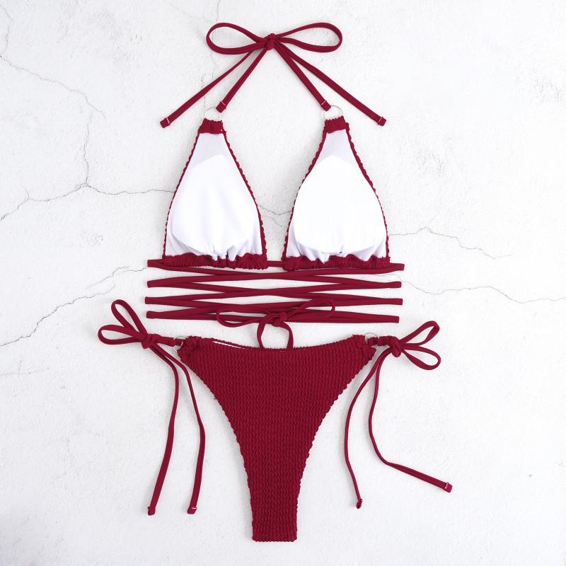 Vintage Small Boobs Sexy Hot Girl Three-point Tethered Bikini2026 Swimsuit