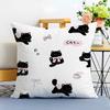 Cute cartoon little black cat Cushion Cover Washable Linen comfort Soft  for Sofa Bed Cozy Home Room Decor