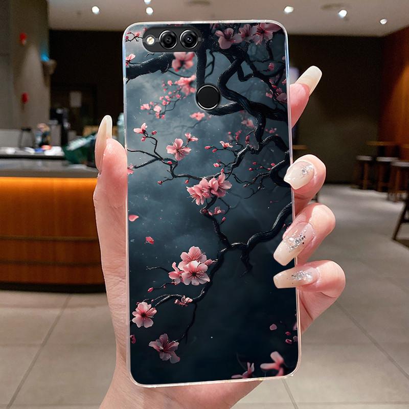 

Case For Huawei Honor 7X Mate SE BND-L21 Cover Luxury Fashion Butterfly Flowers Clear Silicone Soft Casing Honor 7X Phone Case Honor 7X