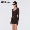 Jinyujie Women's V-Neck Slim-Fit Knit Cardigan