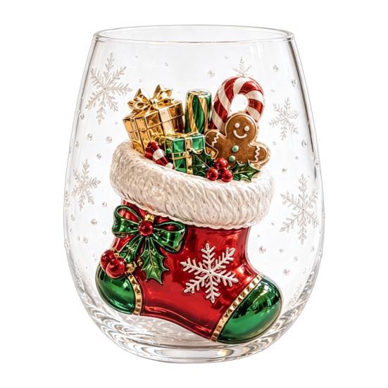 Bicchiere Resistente al Calore Bicchiere Natalizio 3D, Tazza Scolpita Babbo Natale Pupazzo di Neve Albero, Trasparente per Caffè Freddo Decorativo Bicchiere per le Feste, Festivo