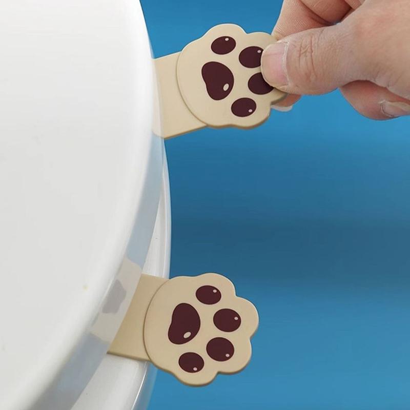 2/4ks Roztomilá kreslená rukojeť na toaletu, Kreativní odstraňovač víka s kočičí tlapkou, Plastový pohodlný odstraňovač vyklápěcího víka