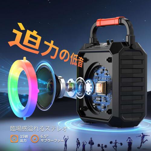 JYX Karaoke Set, Home Speaker Set with Loudspeaker, Two Wireless Microphones, Bluetooth 5.1, Compact PA System, Portable Karaoke Machine, SD Card, USB