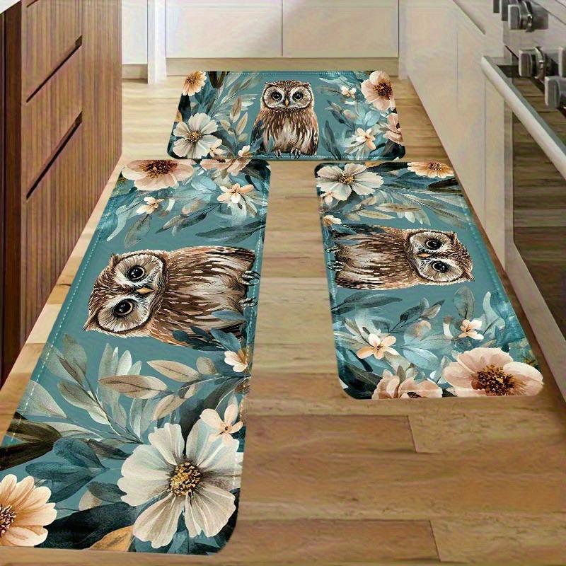 1PC Owl Pattern Kitchen Rug Non-Slip Door Mats Pop design Bathroom Rug Bath Mat Carpet for Home Sink Laundry Decor