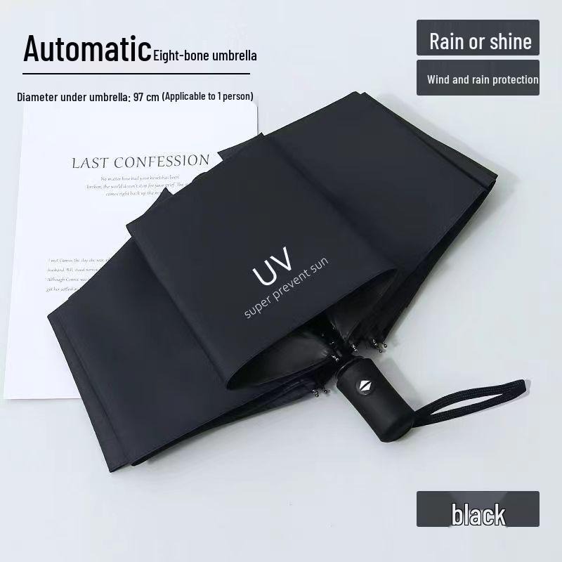 Fully Automatic 24-Rib Folding Umbrella: Large, UV-Resistant, Sun & Rain Protection with Custom Logo Options