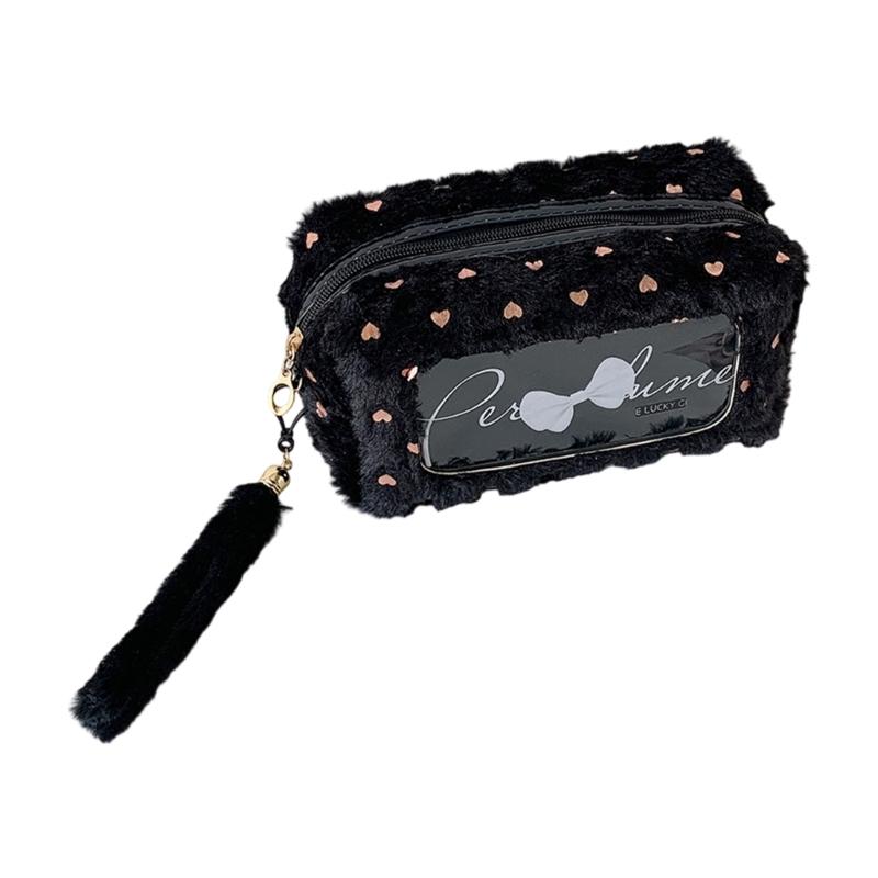 Soft Pencil Pouch Stylish Bowknot Decoration Roomy Interior Strong Zippers Closure Flexible for Students Professional