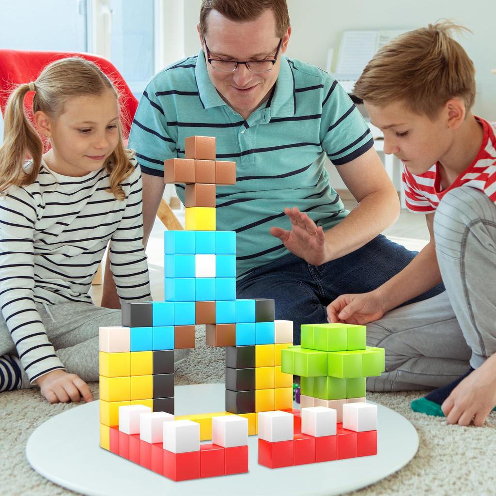 108 Magnetic Cube Building Magnetic Construction Building Blocks with Idea Educational Sensory Toy for School PicassoTiles PMC108 Blocks, 1-Inch