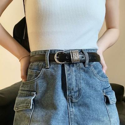 Punk PU Leather Belt Metal Buckle Women Waistband Vintage West Cowboy Waist Belt  Men