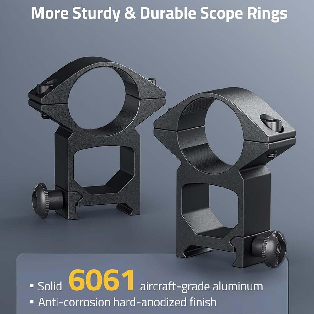 2Pcs Scope Mount for Dia 25.4 Tube Scopes Scope Rings for 20mm Dovetail Picatinny Rail Tactical Flashlight Mount