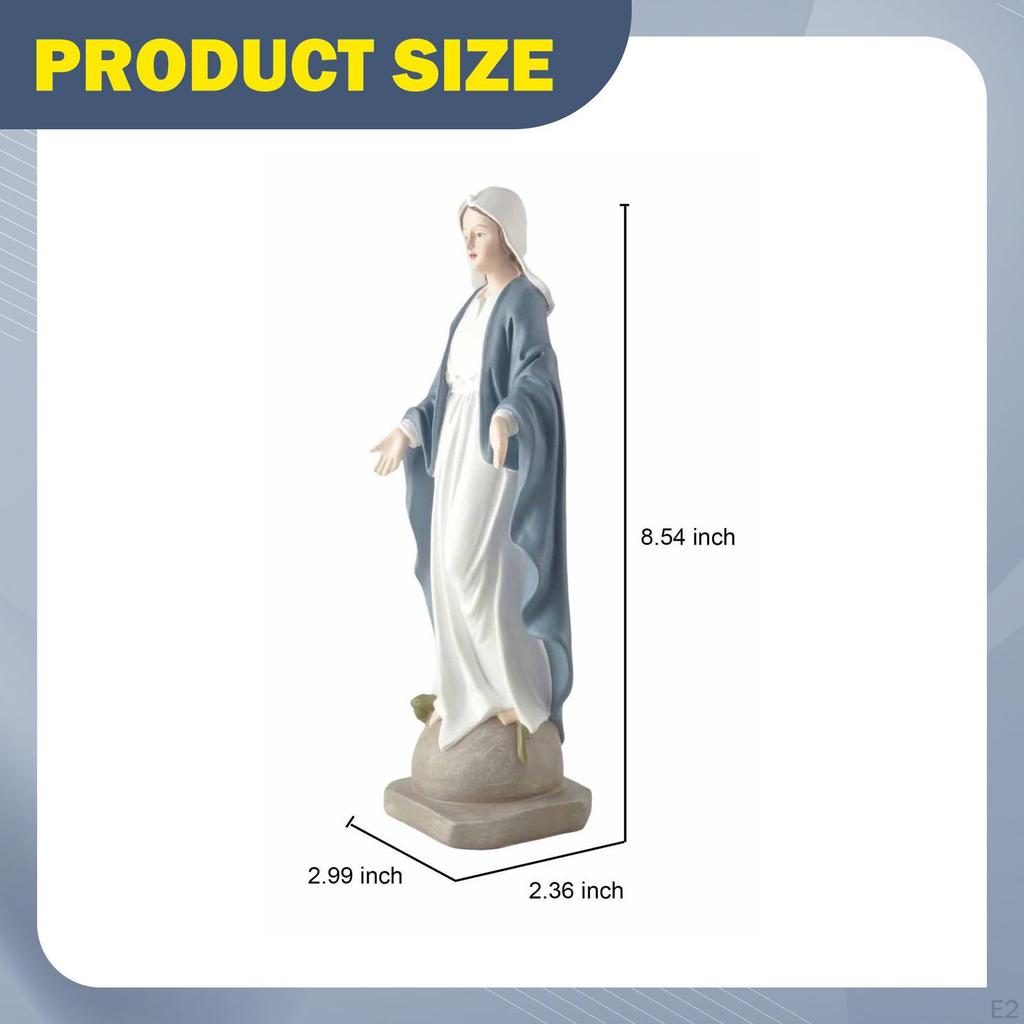 Mary Statue Blessed Mother Sculpture Desk Decoration Hand Painted Religious Gift for Dinning